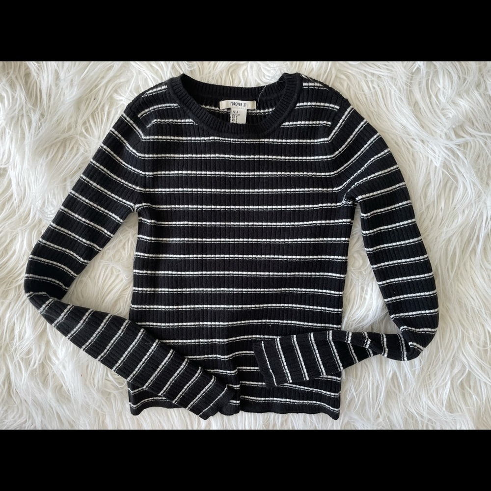 Forever 21 Striped Cropped Long Sleeve